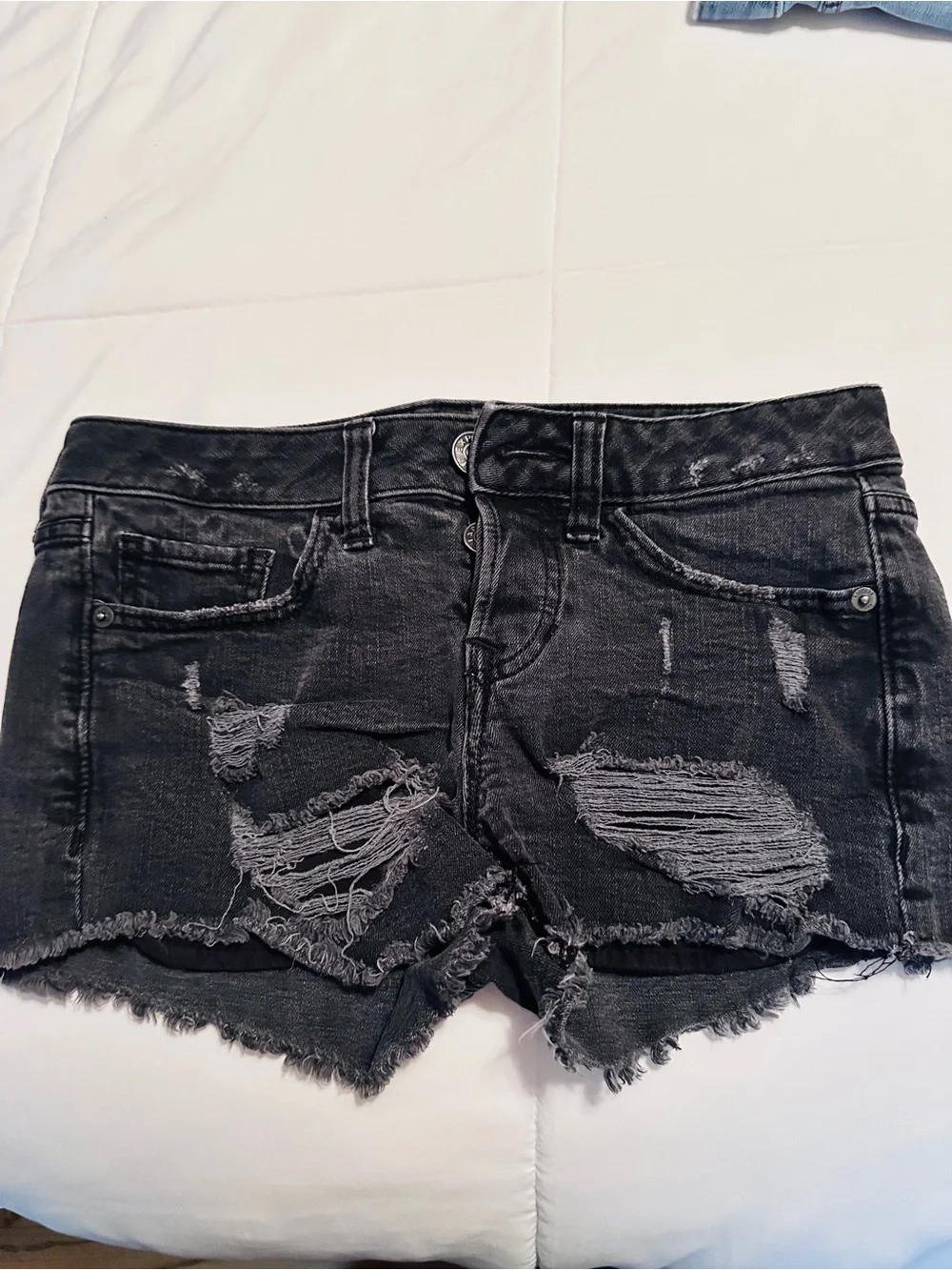 Express Black Distressed Denim Jean Shorts